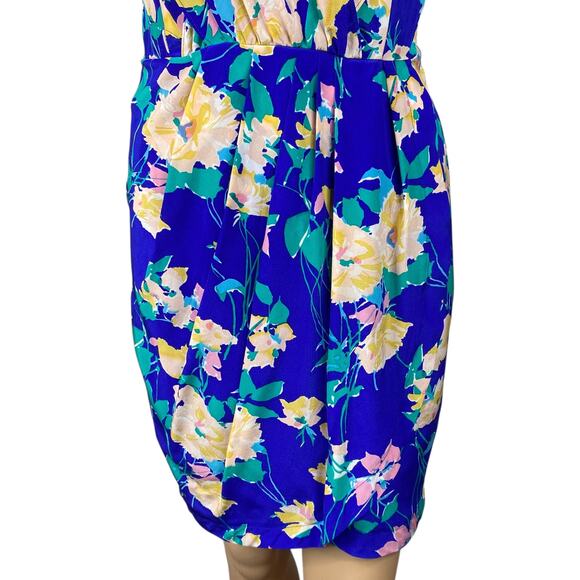 Yumi Kim Jayne Blue Floral Silk Faux Wrap Dress SZ XS - Picture 6 of 11